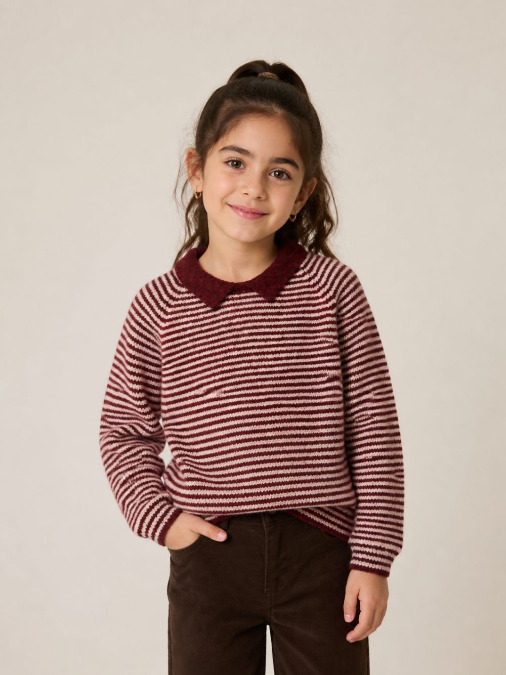 Maglione per bambina Konges Slojd Kids rosso rigato e con colletto KS106199 P25124 KONGES SLOJD KIDS