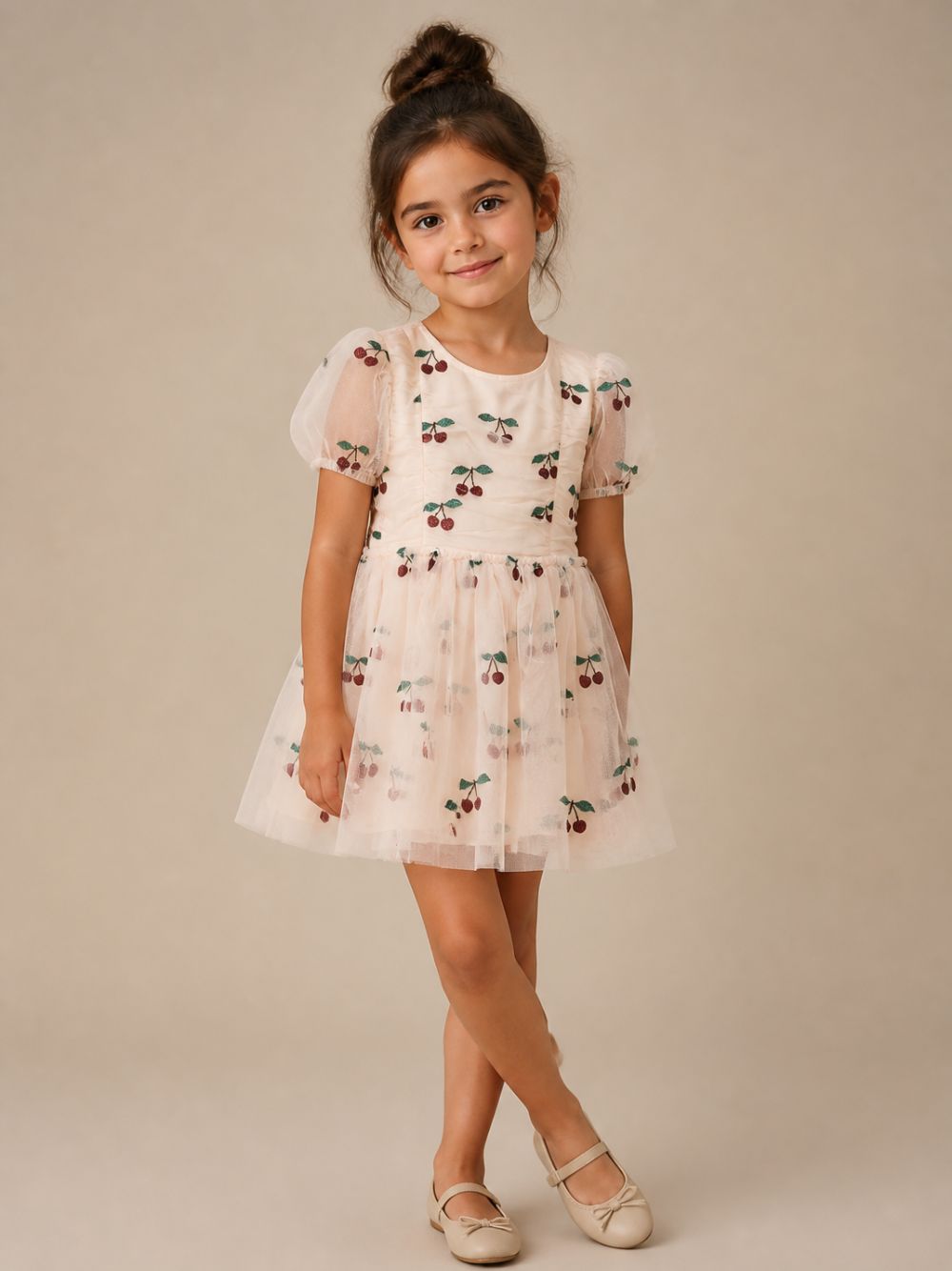 Abito per bambina Konges Slojd Kids rosa con design ciliegie glitterate KS106301 P00052 KONGES SLOJD KIDS