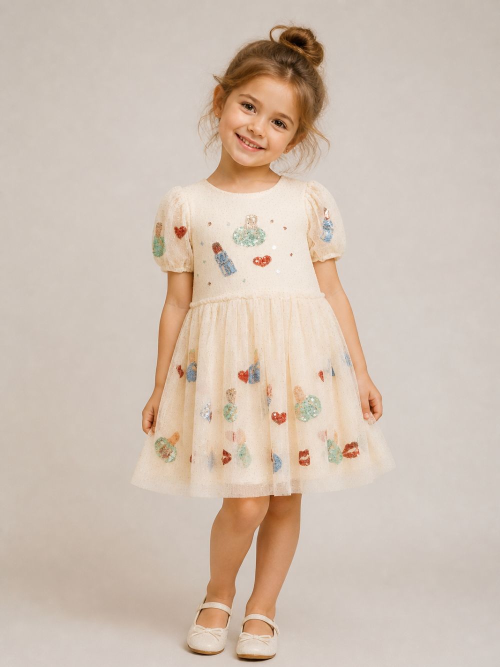 Abito per bambina Konges Slojd Kids beige in tulle KS106333 P30136 KONGES SLOJD KIDS