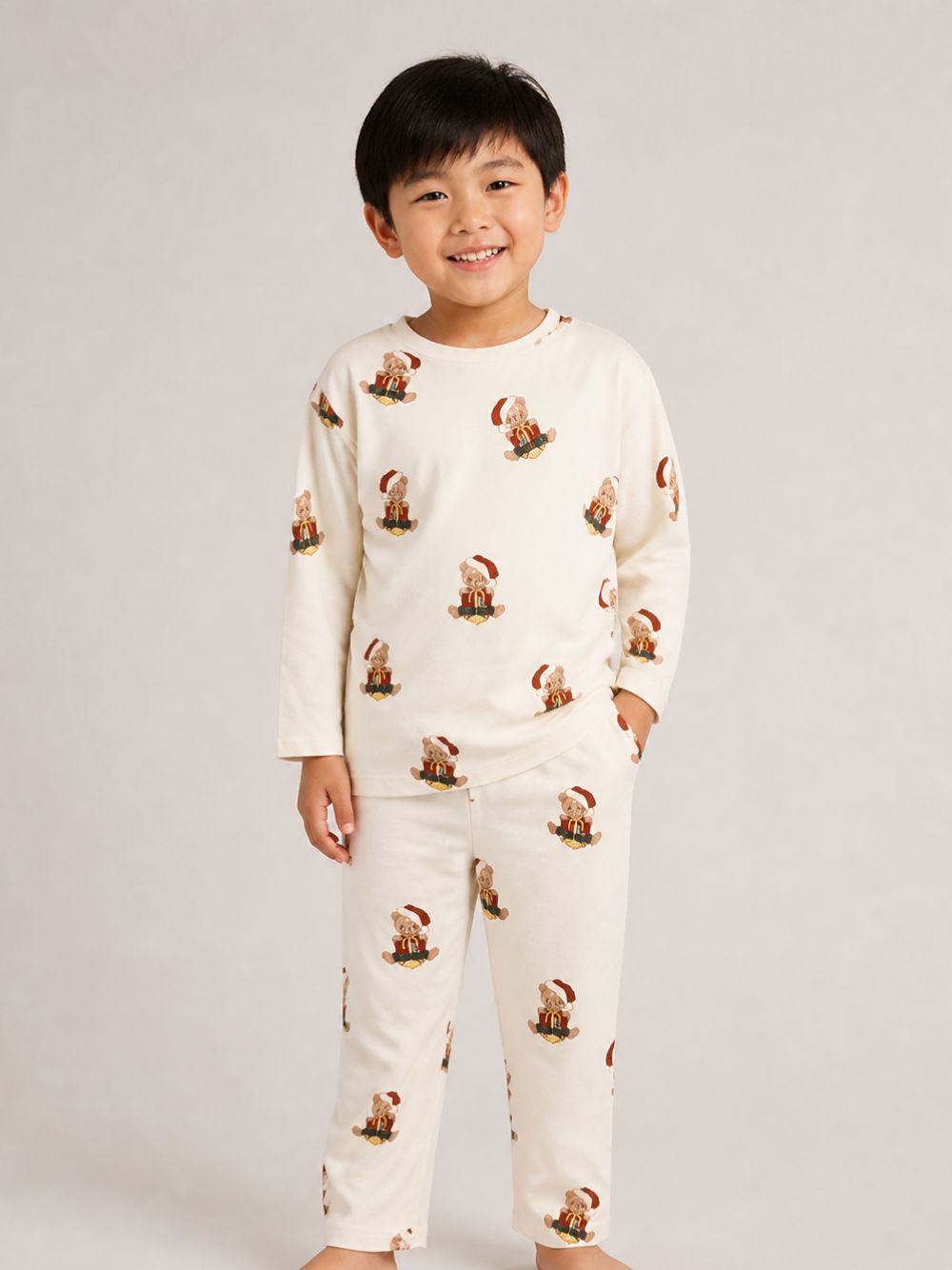 Pigiama per bambini Konges Slojd Kids bianco con stampa orsetto all-over KS106378 TEDDY KONGES SLOJD KIDS