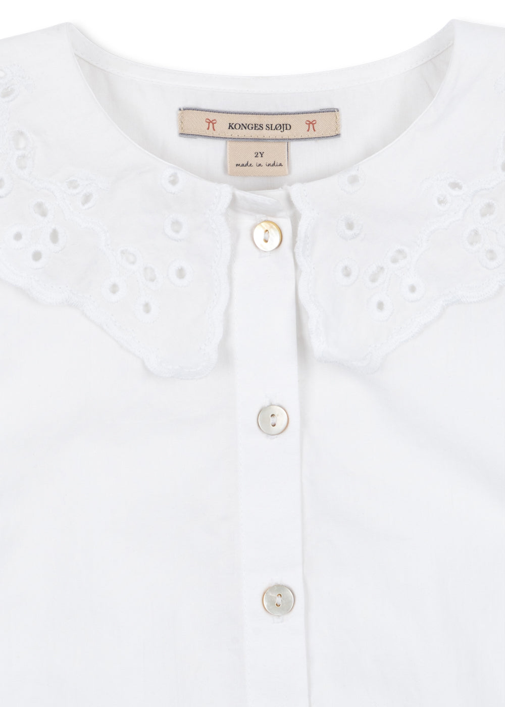 Camicia Rilo per bambina Konges Slojd Kids bianca con colletto con dettagli ricamati KS106424 WHITE KONGES SLOJD KIDS
