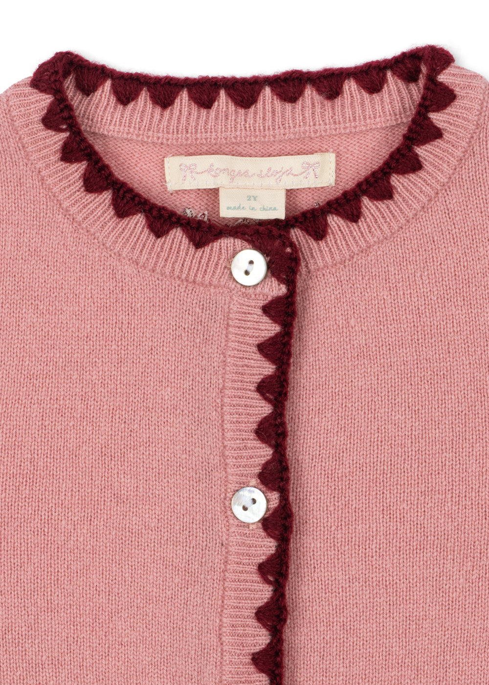 Cardigan per bambina Konges Slojd Kids rosa con ricamo ciliegie KS106428 BLUSH KONGES SLOJD KIDS