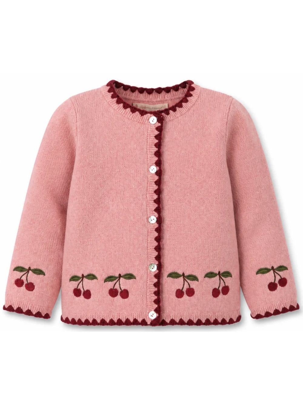 Cardigan per bambina Konges Slojd Kids rosa con ricamo ciliegie KS106428 BLUSH KONGES SLOJD KIDS