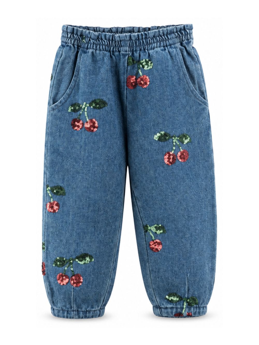 Jeans per bambina Konges Slojd Kids azzurri con motivo ciliegie KS106546 CHERRY KONGES SLOJD KIDS