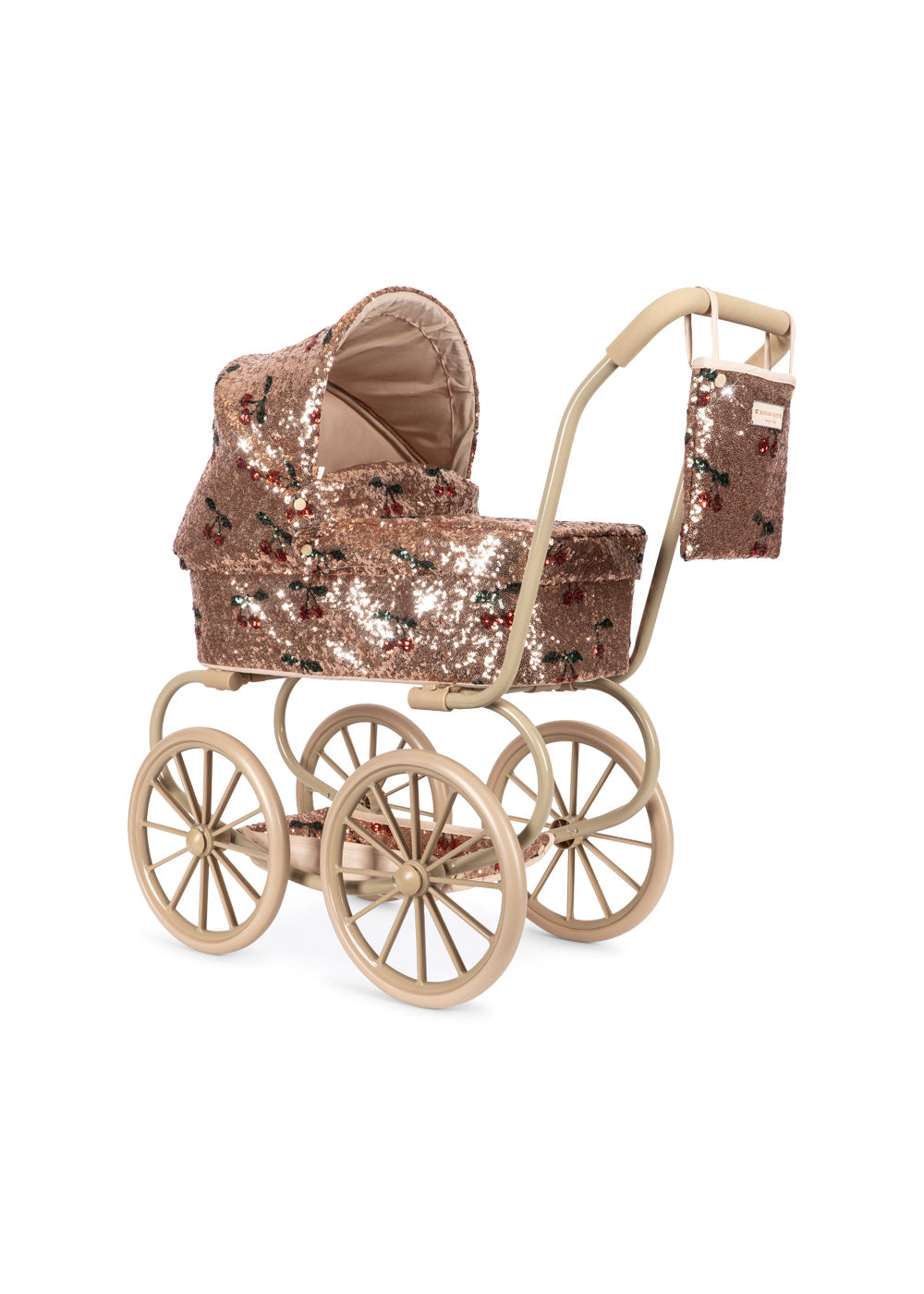 Carrozzina per bambole per bambina Konges Slojd Kids rosa con motivo ciliegie KS106606 CHERRY KONGES SLOJD KIDS