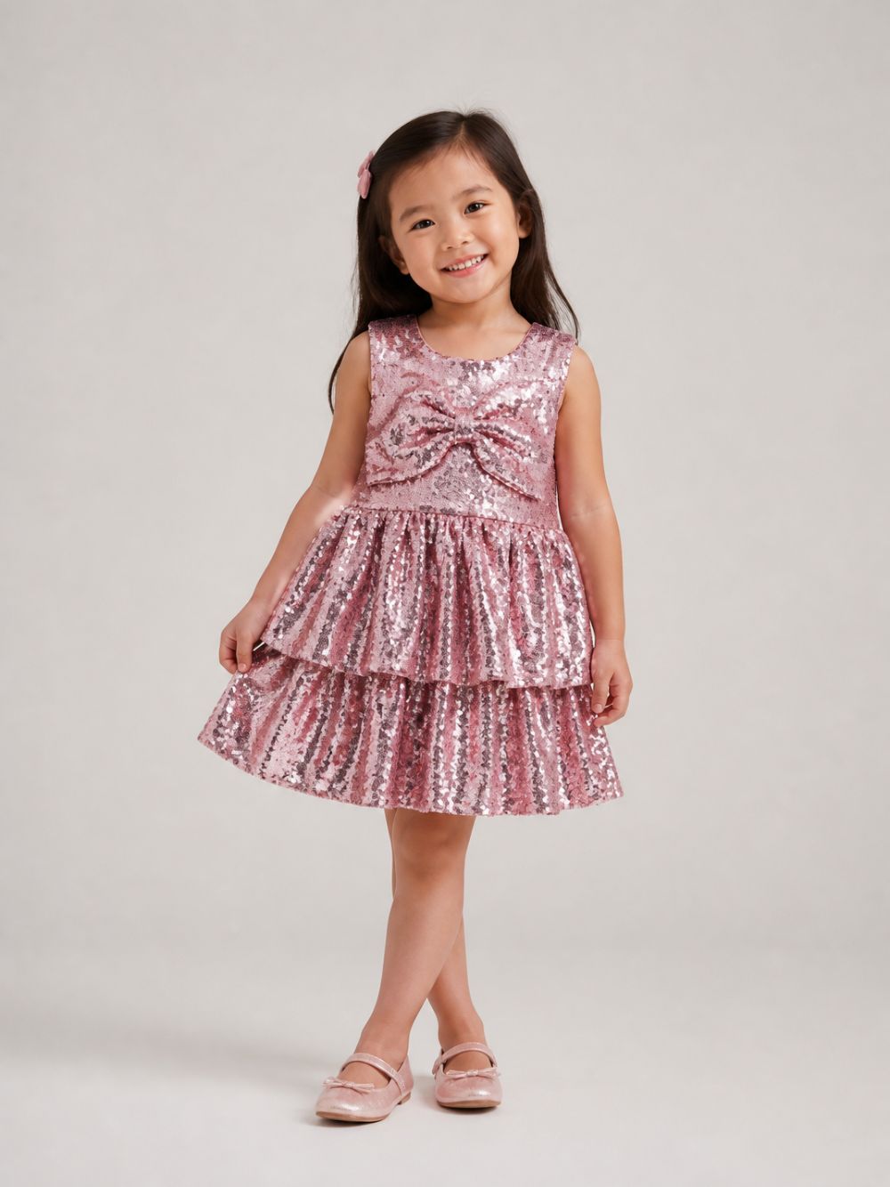 Abito Tindra per bambina Konges Slojd Kids rosa con dettaglio fiocco sul davanti KS106620 ROSE KONGES SLOJD KIDS