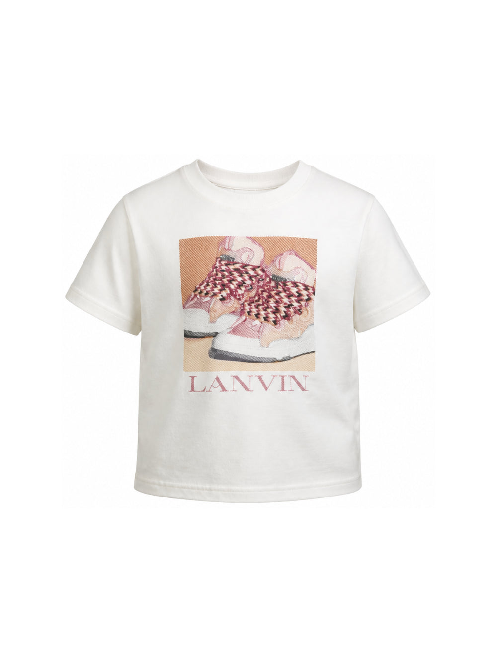 T-shirt per bambina Lanvin Kids bianca con stampa grafica sneackers N30396 117 LANVIN KIDS