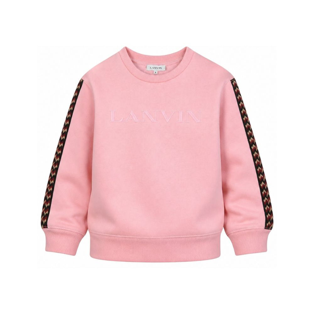 Felpa per bambini Lanvin Enfant rosa con ricamo logo sul davanti N30401 48N LANVIN KIDS