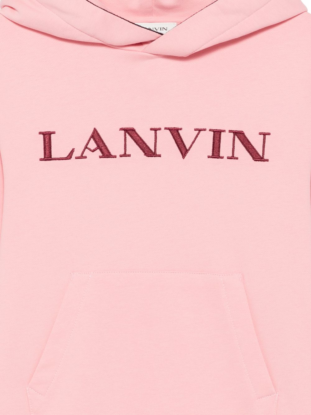 Abito modello felpa per bambina Lanvin Kids rosa con logo ricamato N30407 48N LANVIN KIDS