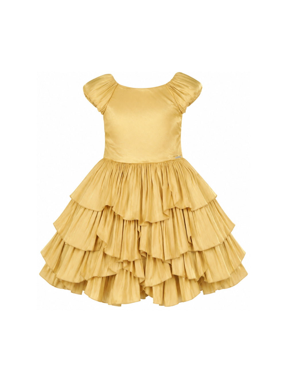 Abito per bambina Lanvin Kids coloro oro con gonna a balze N30421 593 LANVIN KIDS