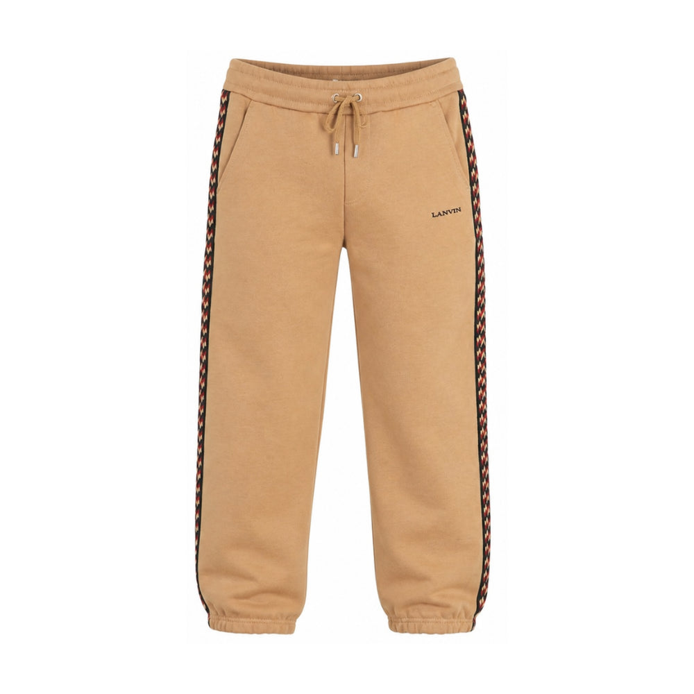 Pantaloni per bambino Lanvin Enfant beige con motivo chevron N30425 276 LANVIN KIDS