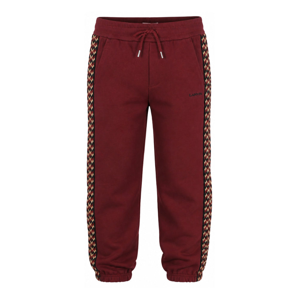 Pantaloni sportivi per bambina Lanvin Kids bordeaux con bande laterali N30425 955 LANVIN KIDS