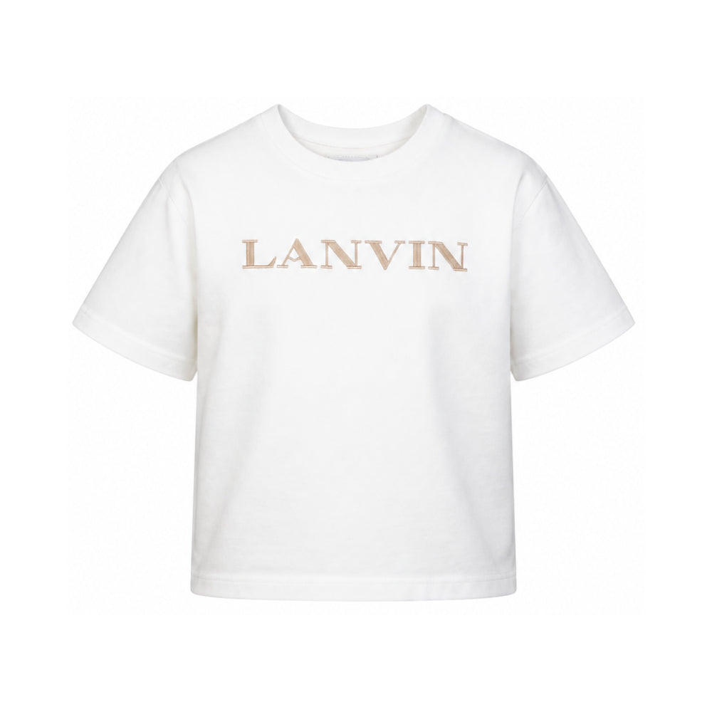 T-shirt per bambino Lanvin Kids bianca con logo sul davanti N30426 117 LANVIN KIDS