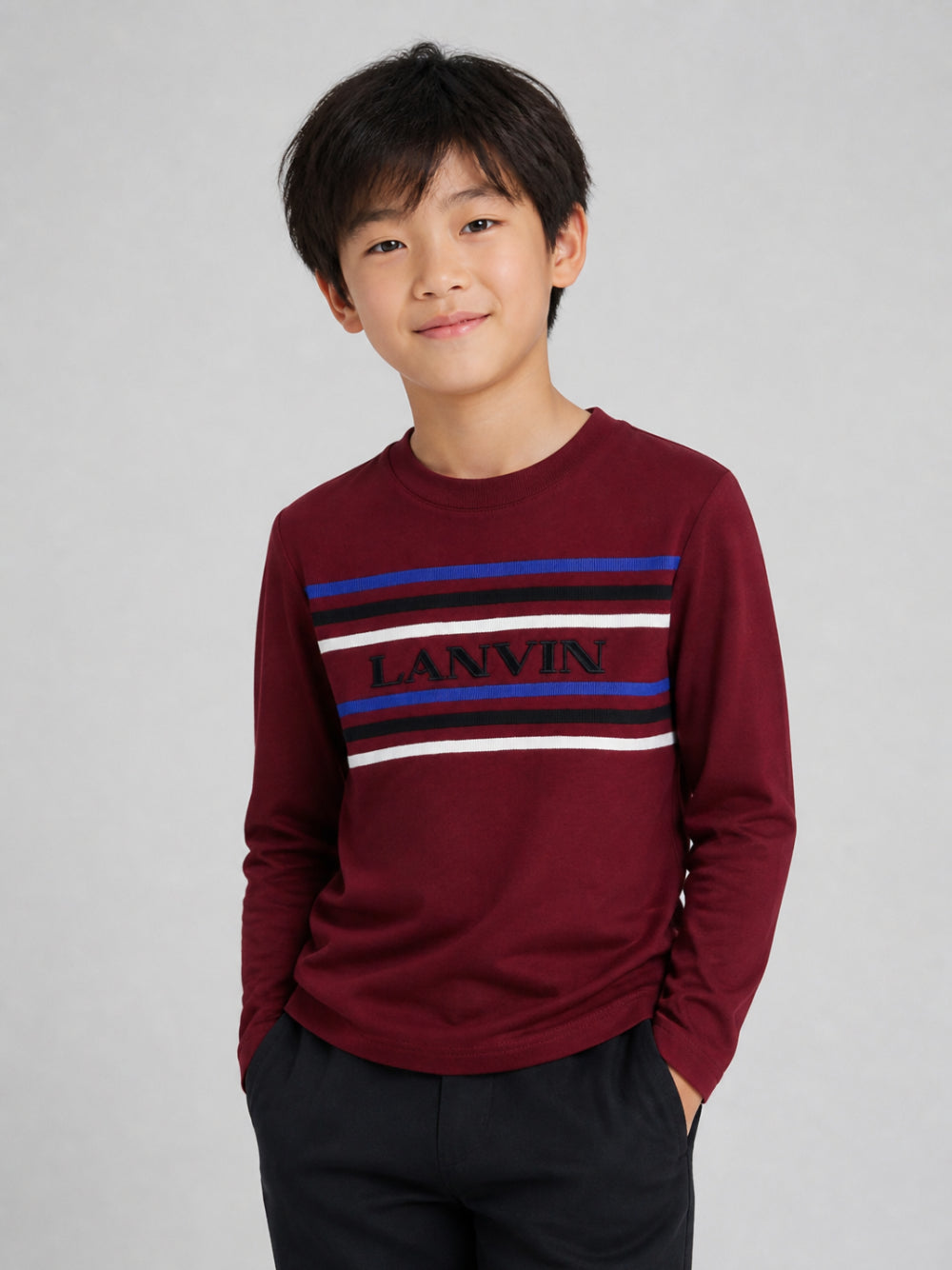 T-shirt per bambino Lanvin Kids bordeaux con stampa grafica N30429 955 LANVIN KIDS