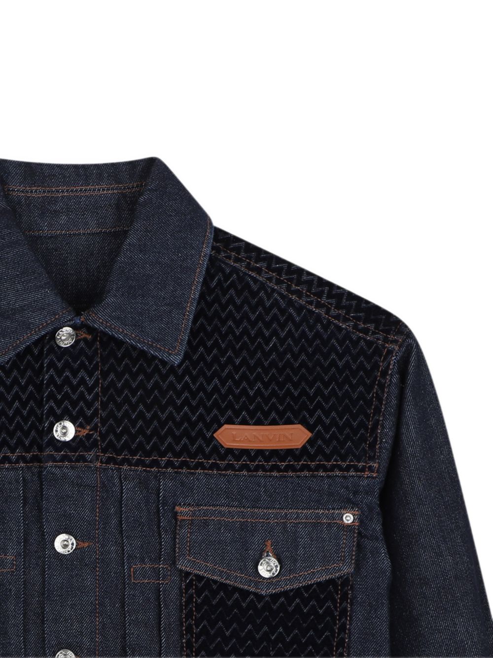 Giacca per bambino Lanvin Enfant in denim con giogo trapuntato N30433 Z28 LANVIN KIDS