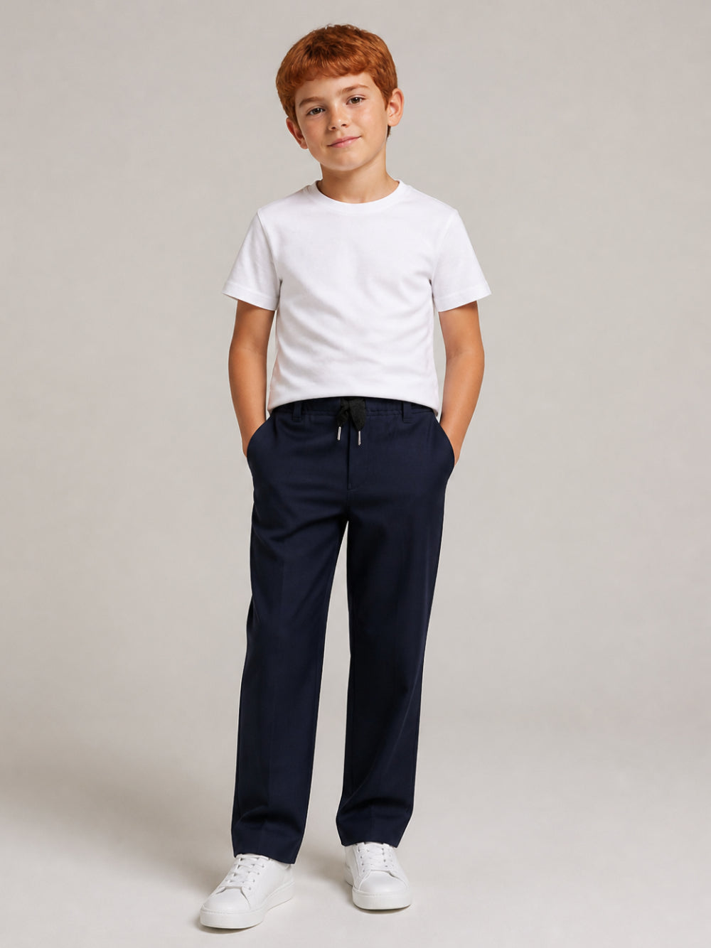 Pantaloni per bambino Lanvin Kids blu con pieghe N30441 868 LANVIN KIDS