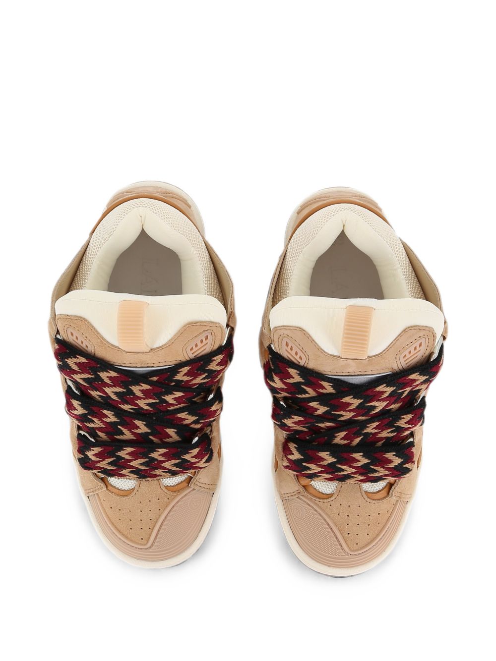 Sneakers per bambino Lanvin Enfant beige con lacci con stampa a zigzag N30458 P51 LANVIN KIDS
