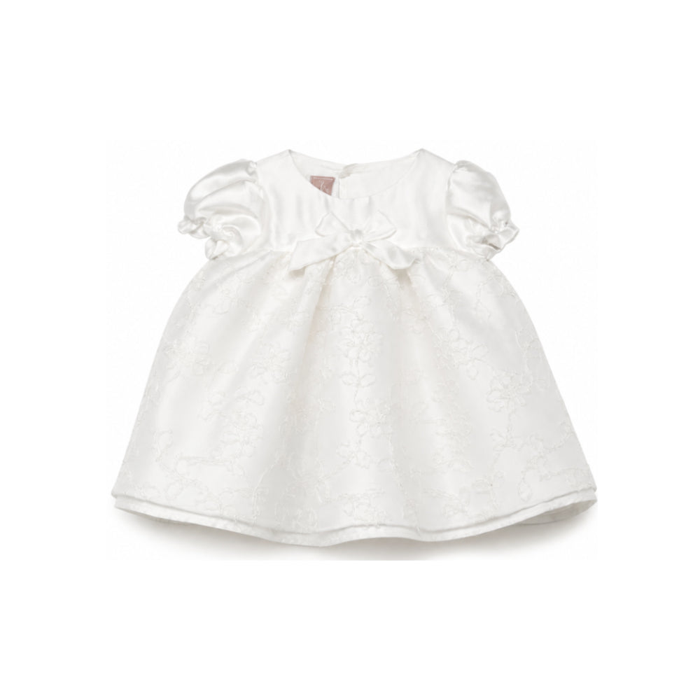 Abito per neonata La Stupenderia bianco in pizzo floreale con dettaglio fiocco 3CBAB04 X35 LA STUPENDERIA KIDS
