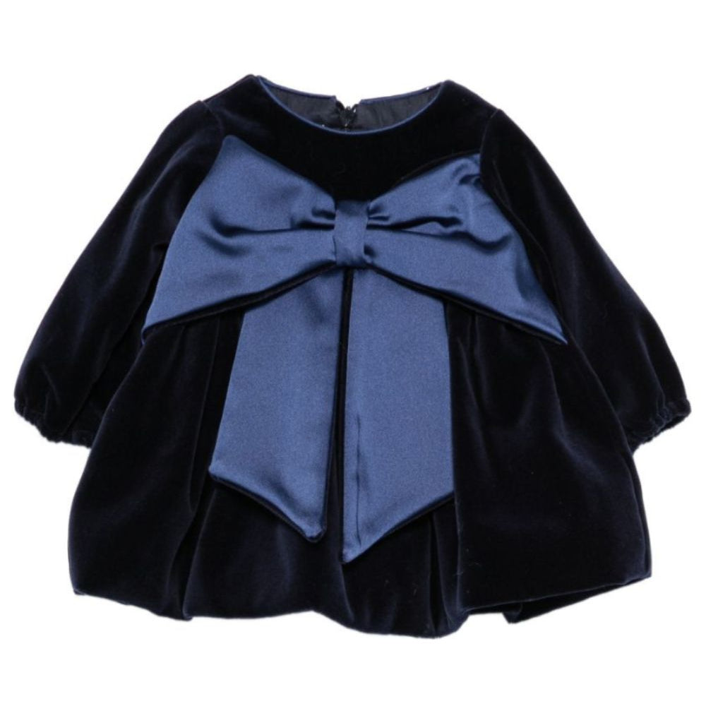 Abito per neonata La Stupenderia Kids blu navy con dettaglio fiocco 3CBAB08 V46 LA STUPENDERIA KIDS