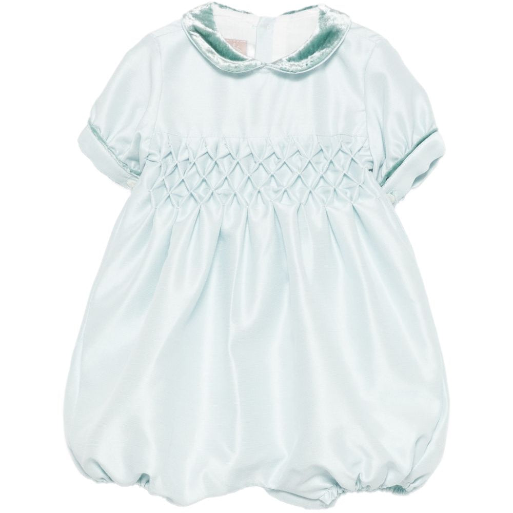 Tutina per neonata La Stupenderia Kids azzurra con inserto in punto smock 3CBPG03 S41 LA STUPENDERIA KIDS