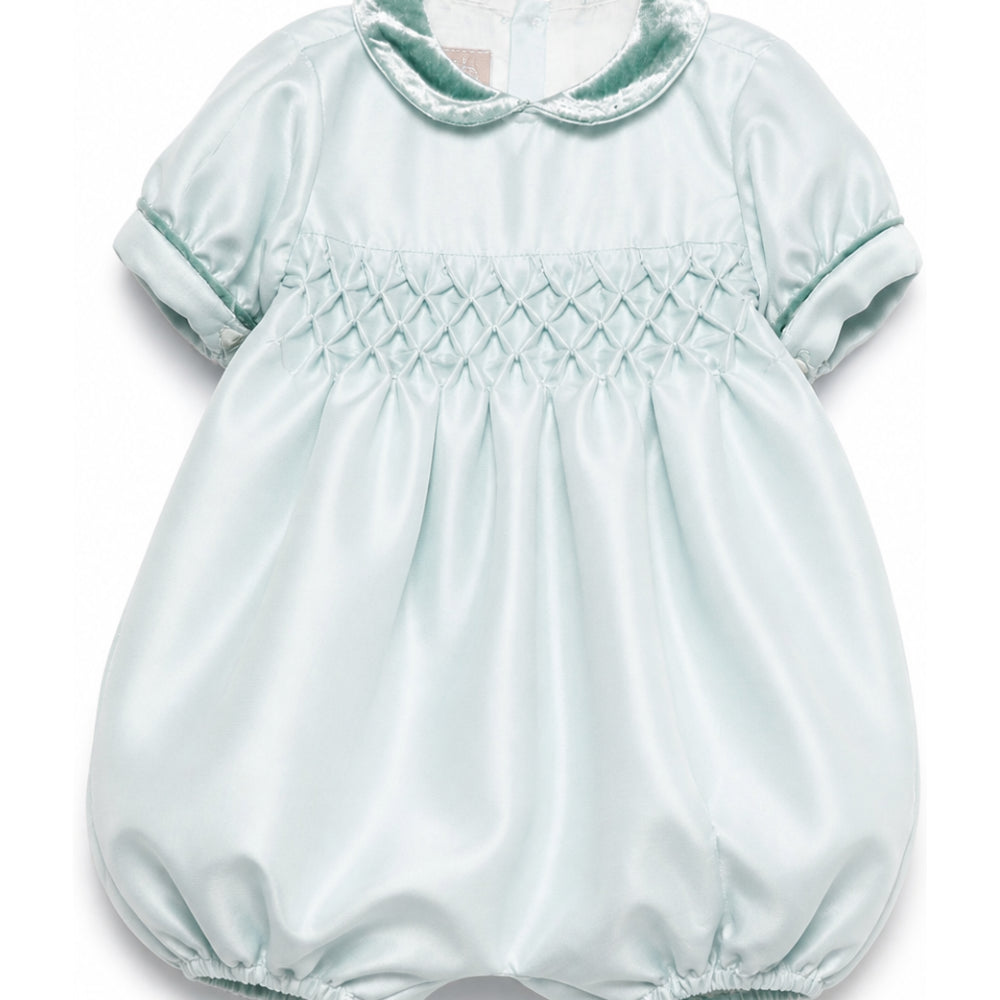 Tutina per neonata La Stupenderia Kids azzurra con inserto in punto smock 3CBPG03 S41 LA STUPENDERIA KIDS