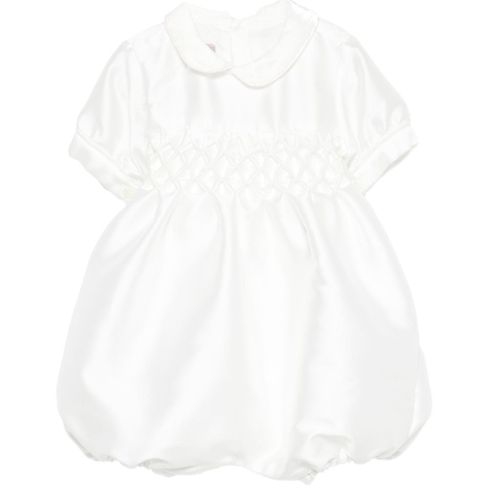 Tutina per neonata La Stupenderia Kids bianca con inserto con punto smock 3CBPG03 S60 LA STUPENDERIA KIDS