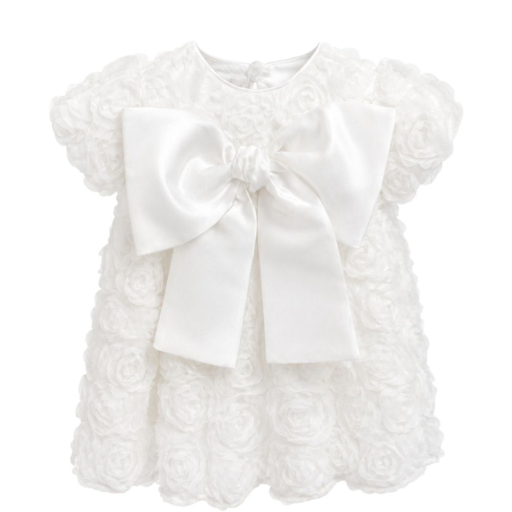 Abito elegante per neonata La Stupenderia Kids bianco con dettaglio fiocco satinato 3CCAB22 X40 LA STUPENDERIA KIDS
