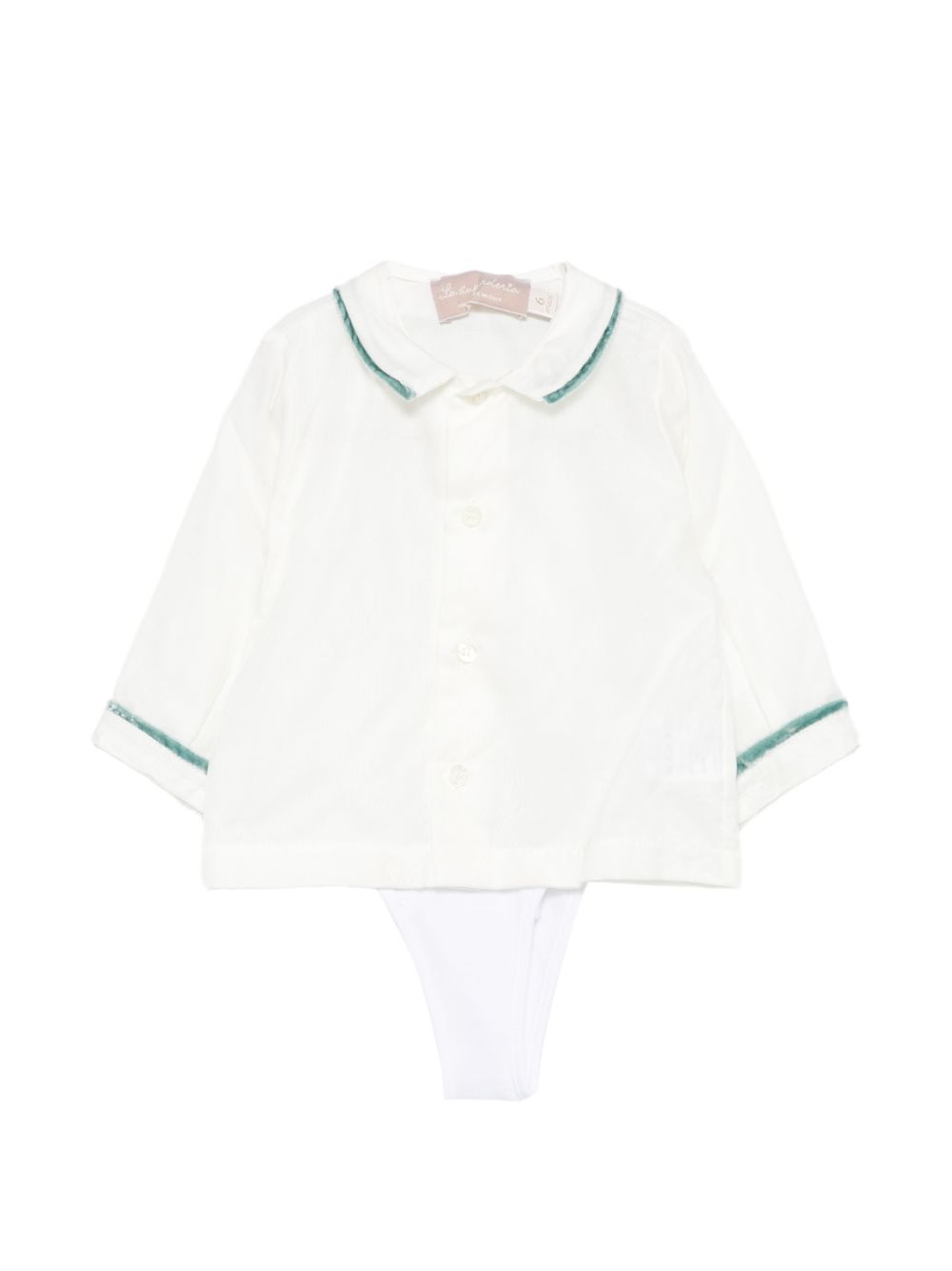 Set camicia e short per neonato La Stupenderia Kids bianco con rifiniture in velluto 3CCCT25 S44 LA STUPENDERIA KIDS