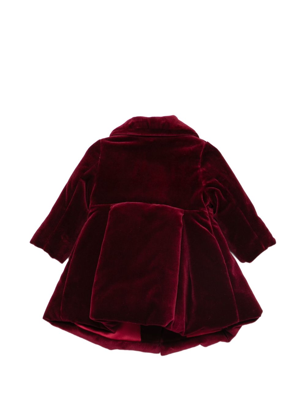 Cappotto per neonata La Stupenderia Kids rossa con dettaglio del colletto in velluto 3CCGB24 V14 LA STUPENDERIA KIDS