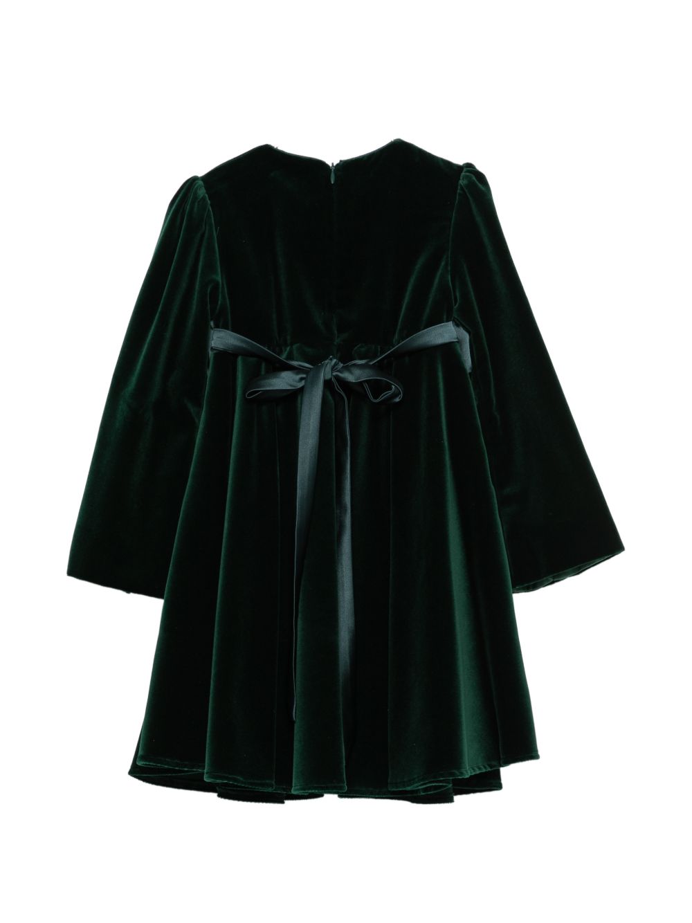 Abito per bambina La Stupenderia verde in velluto con dettaglio fiocco 3CJAB44 V80 LA STUPENDERIA KIDS