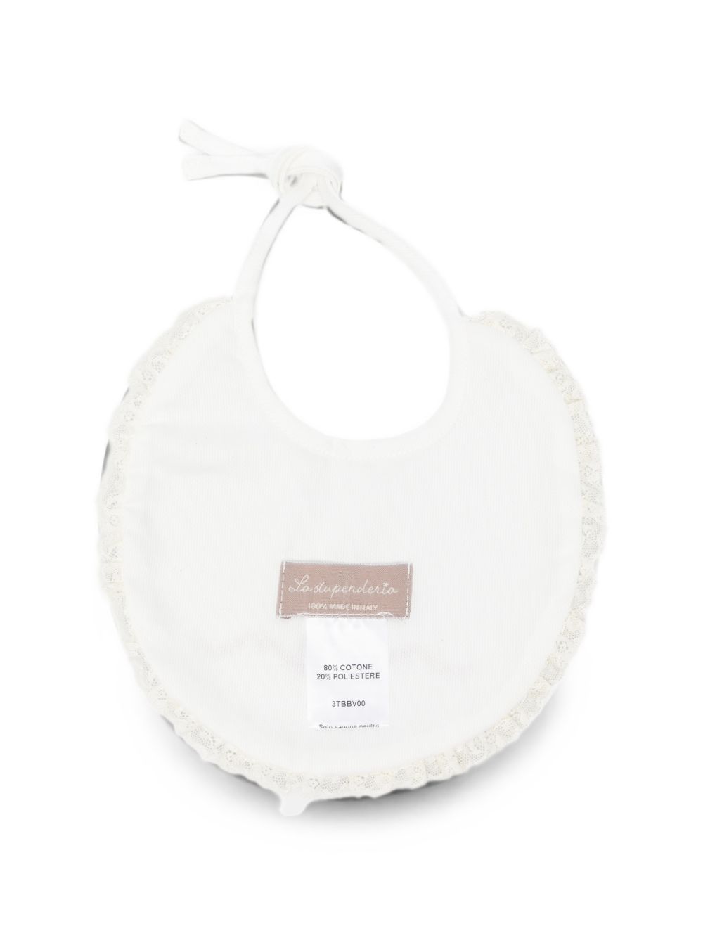 Bavaglino per neonati La Stupenderia Kids bianco con finiture in pizzo 3TBBV00 L02PIN LA STUPENDERIA KIDS