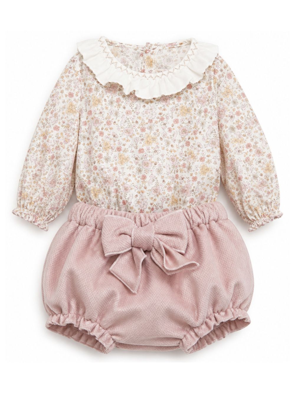 Set blusa e shorts per neonata La Stupenderia Kids rosa con colletto con volant 3TBCT02 H43T72 LA STUPENDERIA KIDS