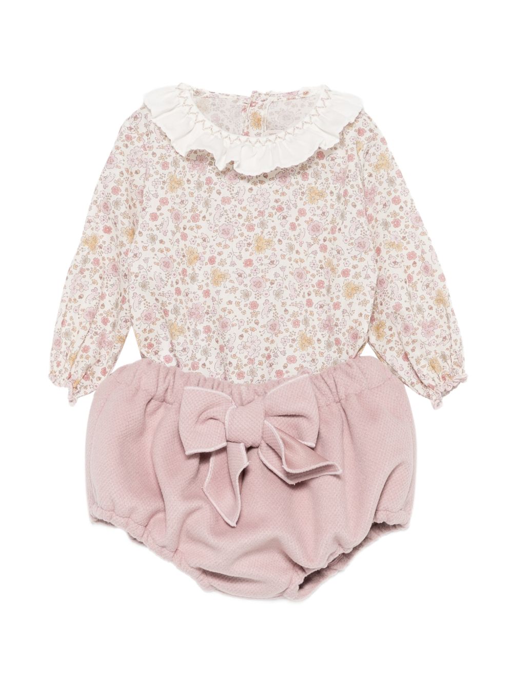 Set blusa e shorts per neonata La Stupenderia Kids rosa con colletto con volant 3TBCT02 H43T72 LA STUPENDERIA KIDS