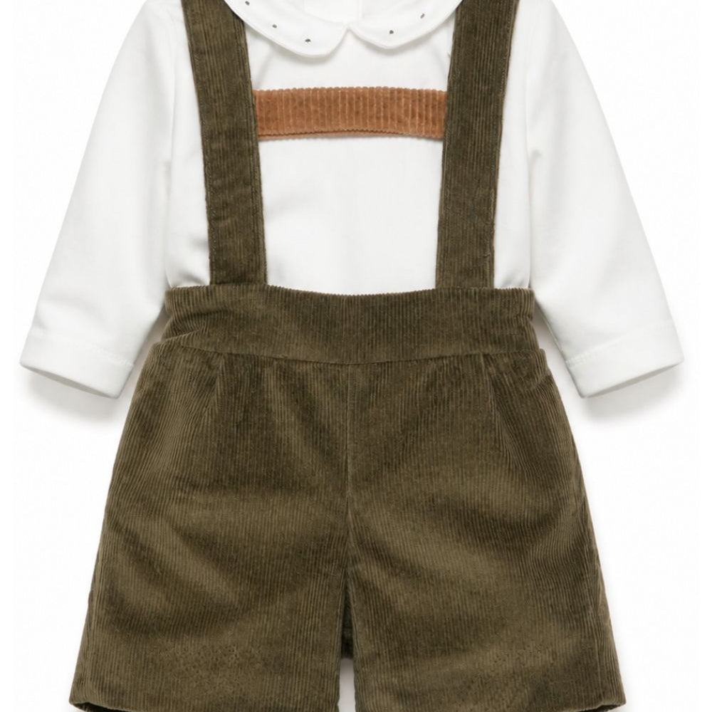 Set camicia e salopette per neonato La Stupenderia Kids multicolore con colletto alla Peter Pan 3TBCT09 H63 LA STUPENDERIA KIDS