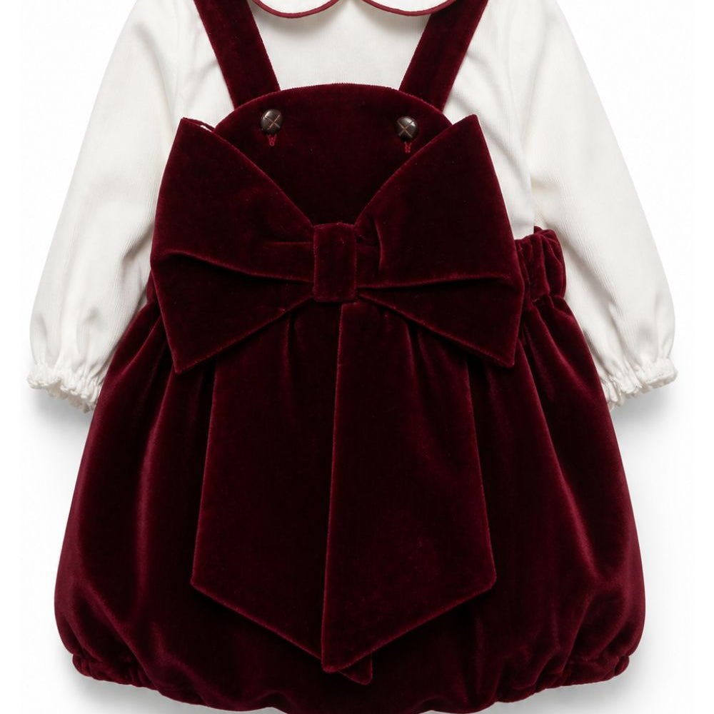 Blusa e salopette per neonata La Stupenderia Kids multicolore con fiocco sul davanti 3TBCT12 V14 LA STUPENDERIA KIDS