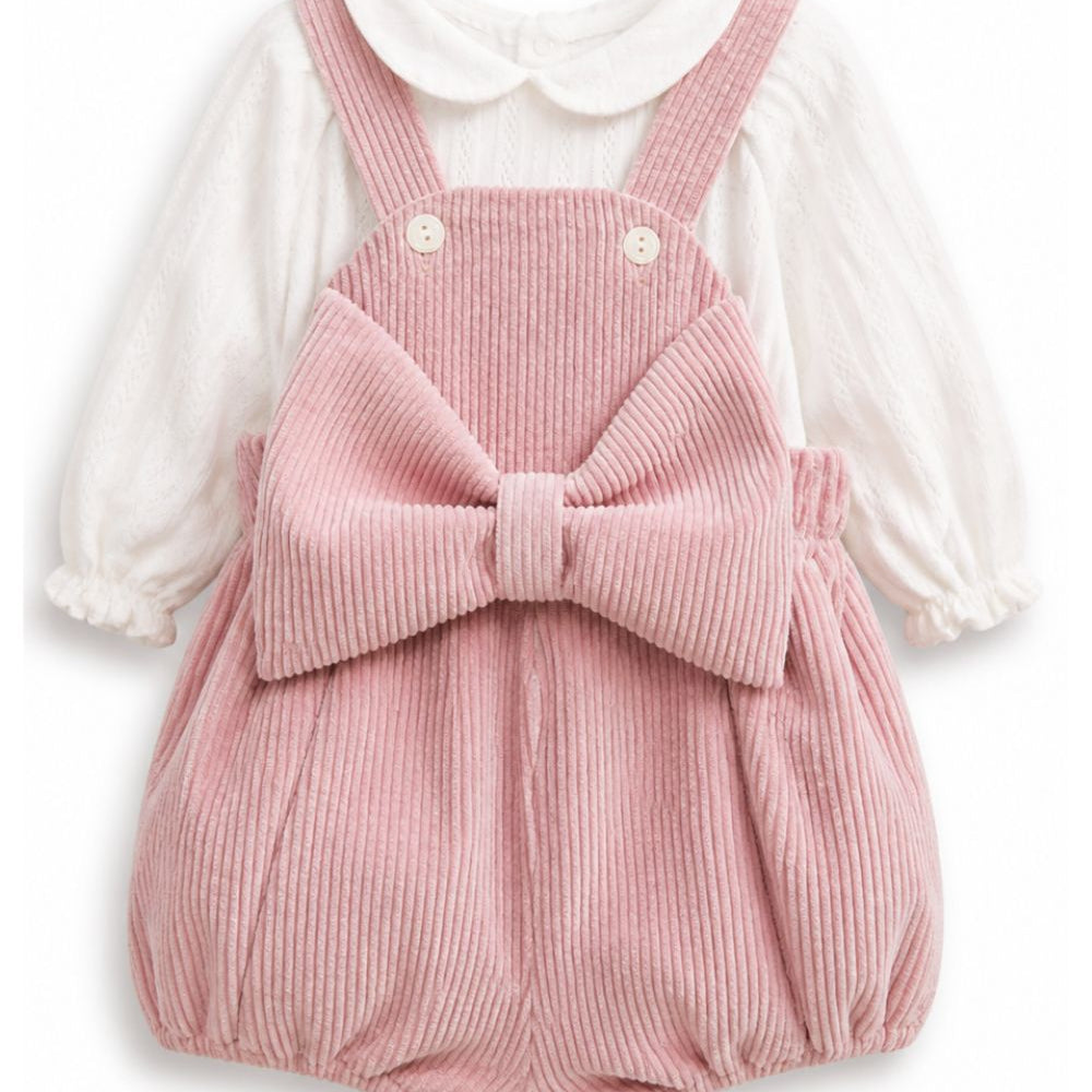 Set blusa e salopette per neonata La Stupenderia Kids multicolore con fiocco sul davanti 3TBCT12 V68 LA STUPENDERIA KIDS