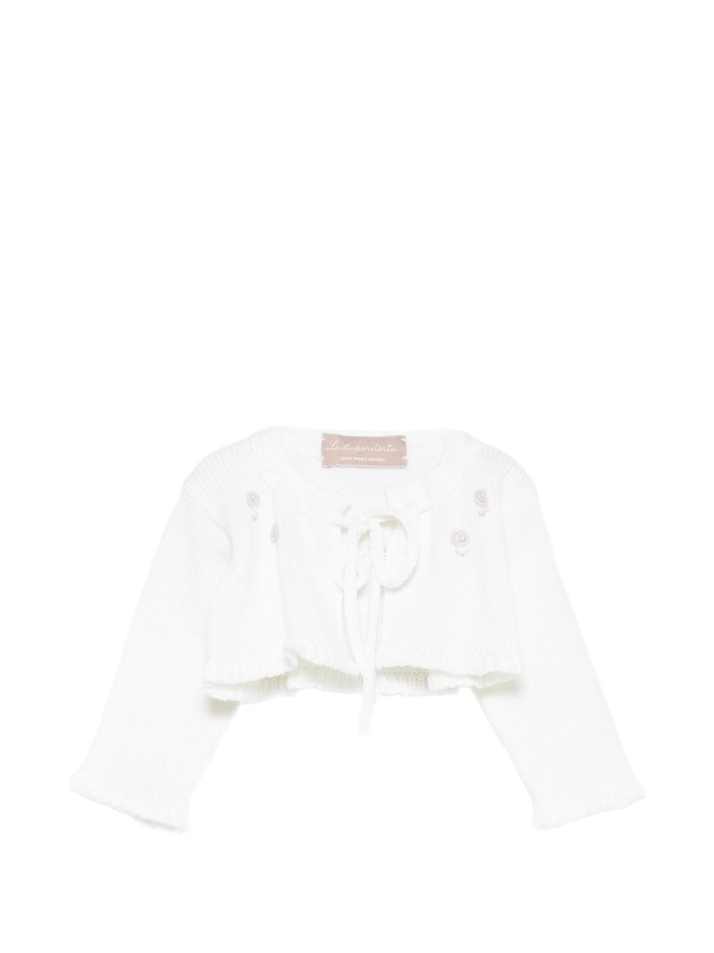 Cardigan per neonata La Stupenderia Kids bianco ricamato a mano 3WBS C52 LA STUPENDERIA KIDS