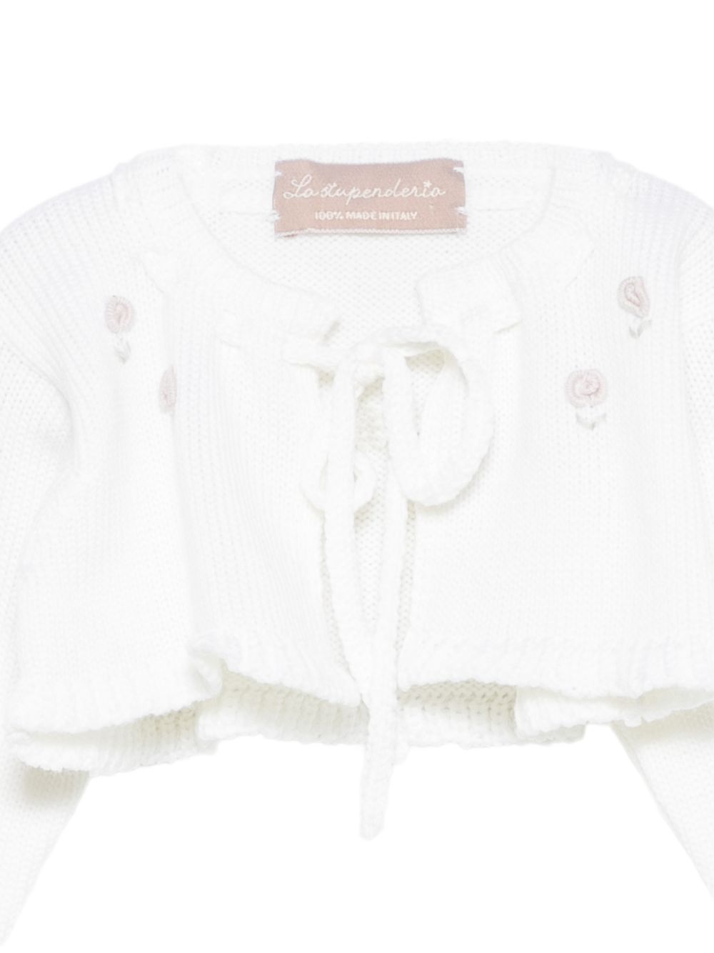 Cardigan per neonata La Stupenderia Kids bianco ricamato a mano 3WBS C52 LA STUPENDERIA KIDS