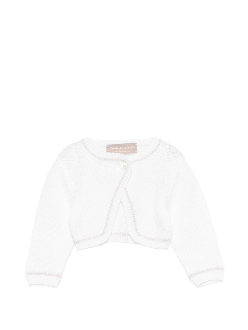 Cardigan per neonata La Stupenderia Kids bianco con rifiniture in Lureex 3WBS C54 LA STUPENDERIA KIDS