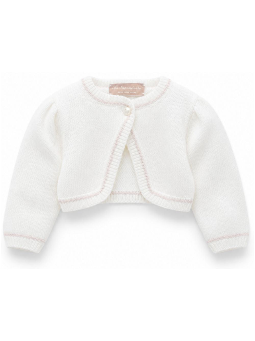 Cardigan per neonata La Stupenderia Kids bianco con rifiniture in Lureex 3WBS C54 LA STUPENDERIA KIDS