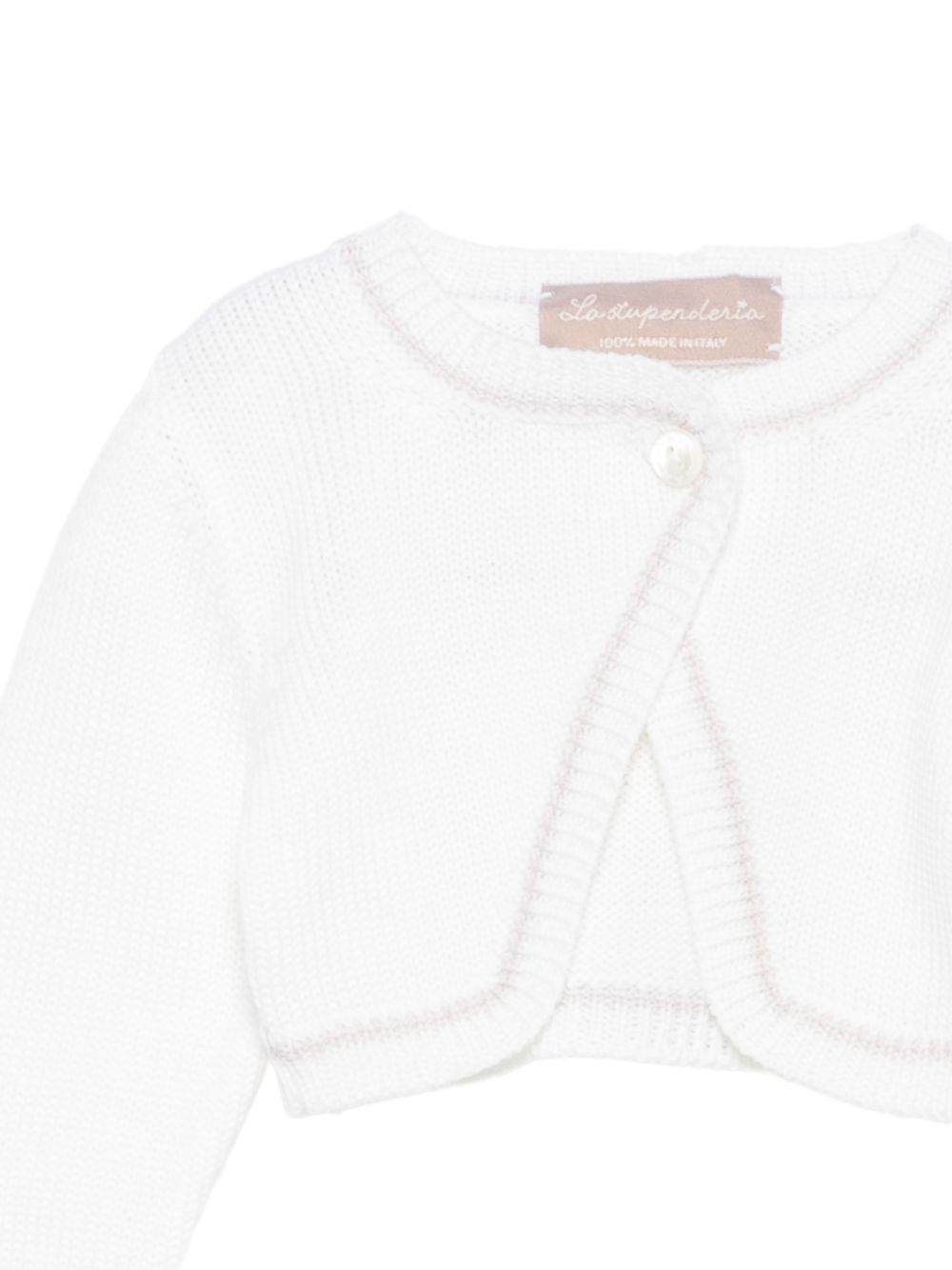 Cardigan per neonata La Stupenderia Kids bianco con rifiniture in Lureex 3WBS C54 LA STUPENDERIA KIDS