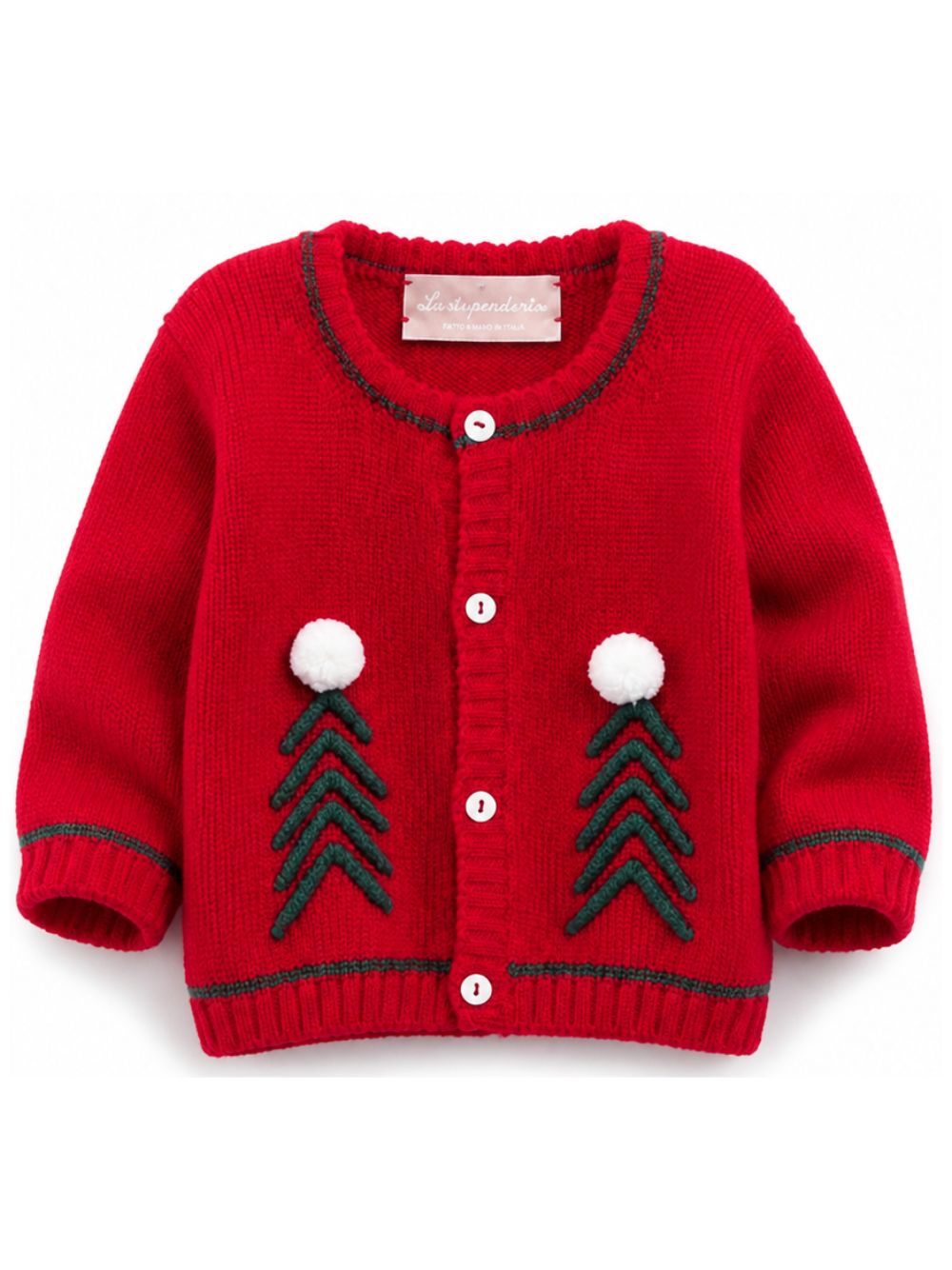 Maglione per neonato La Stupenderia Kids rosso con dettagli pompon in rilievo 3WCC R25 LA STUPENDERIA KIDS