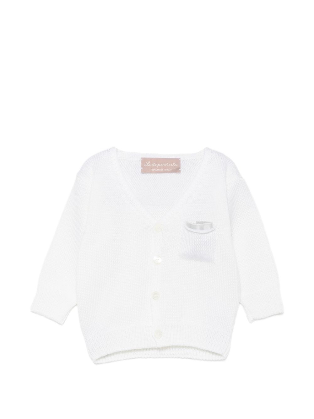 Cardigan per neonato La Stupenderia Kids bianco con scollo a V 3WCC R63 LA STUPENDERIA KIDS