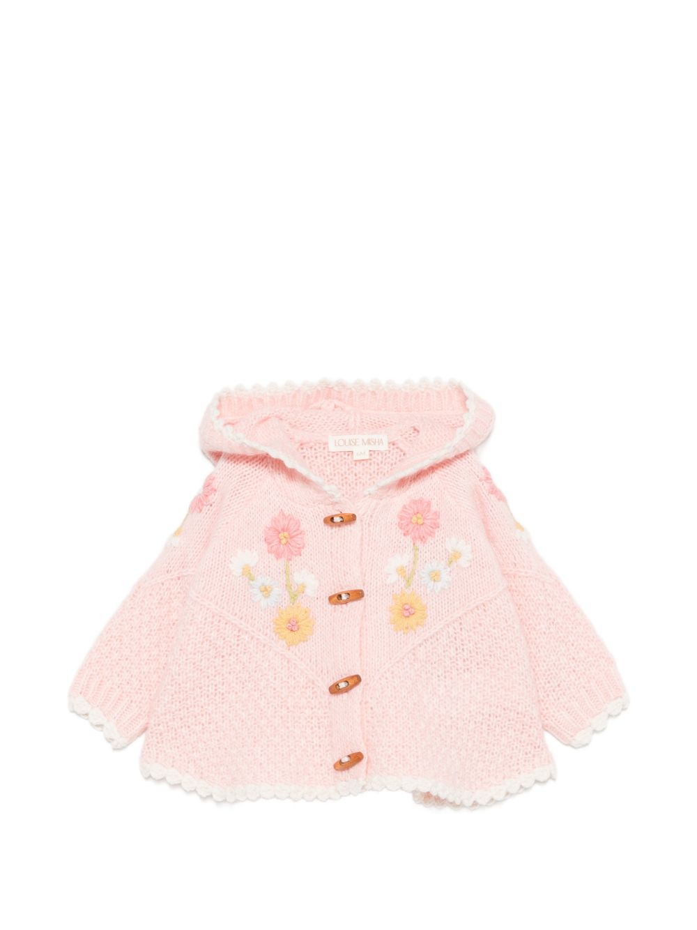 Cardigan per neonata Louise Misha Kids rosa con ricamo a fiori FRC-W26-C0292 BLUSH LOUISE MISHA KIDS