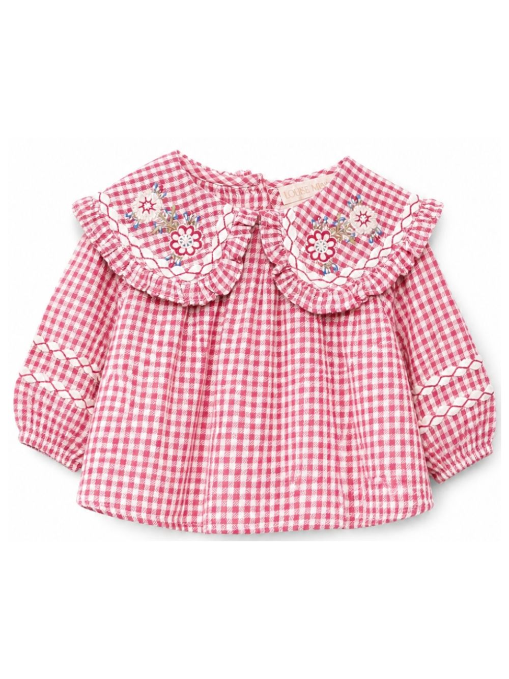 Blusa per neonata Louise Misha Kids rossa con motivo a quadretti FRI-W26-B0015 RASPBERRY LOUISE MISHA KIDS