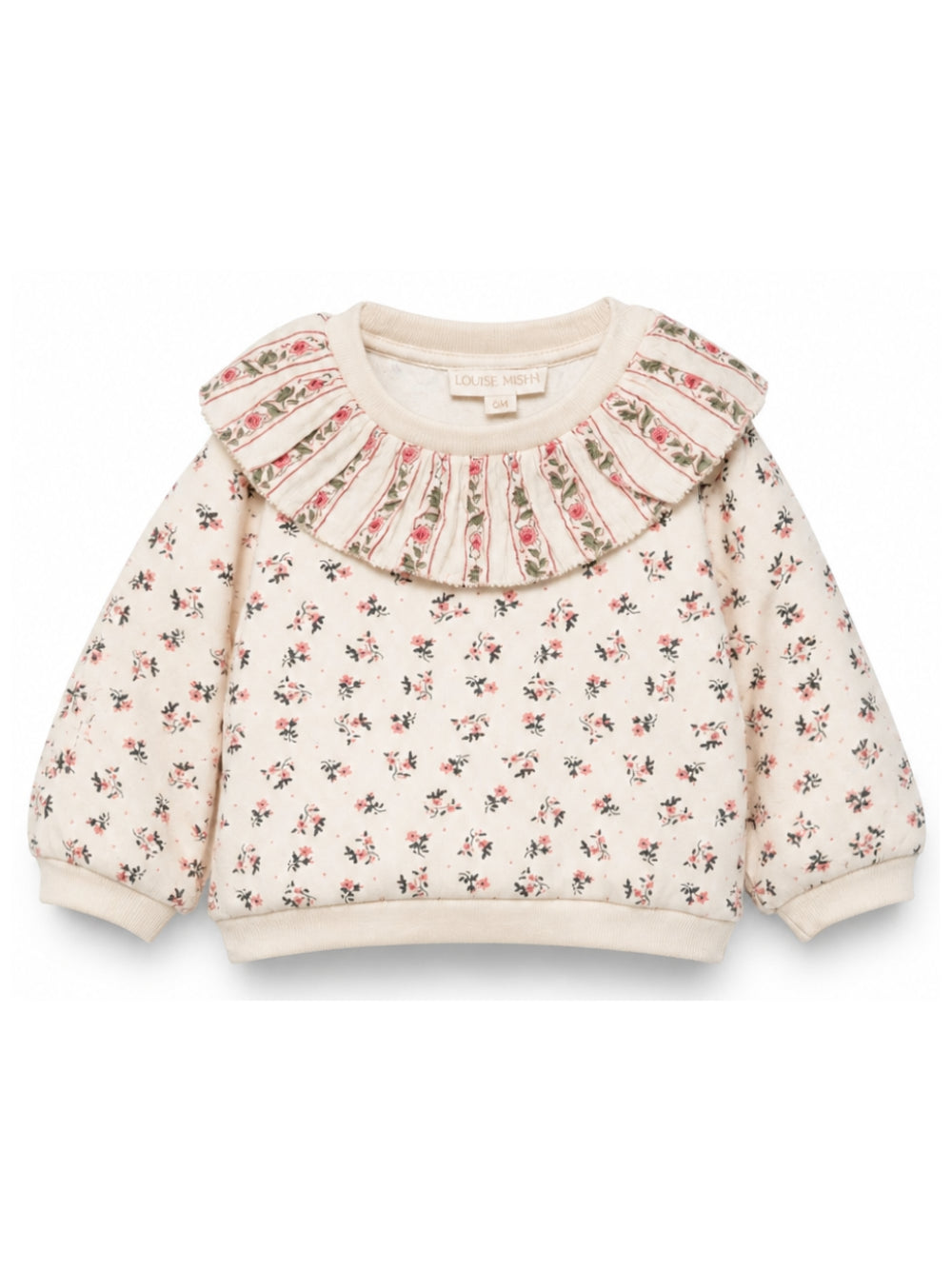 Felpa per neonata Louise Misha Kids beige con colletto con ruches FRI-W26-S0306 PINK LOUISE MISHA KIDS
