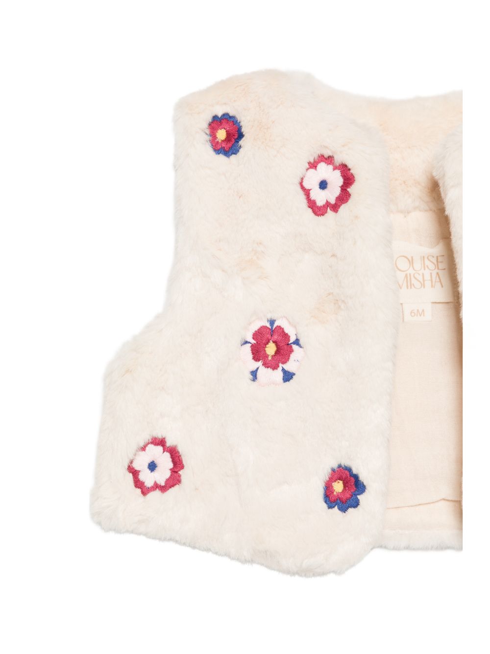 Gilet per neonata Louise Misha Kids beige con finitura in pelliccia FRI-W26-S0351 CREAM LOUISE MISHA KIDS
