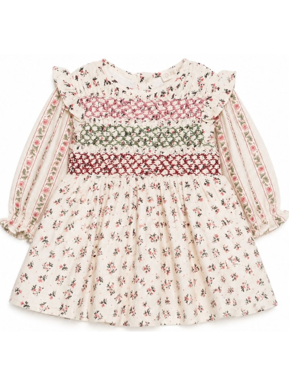 Abito per neonata Louise Misha Kids beige con stampa floreale all-over FRI-W26-S0360 CREAM LOUISE MISHA KIDS