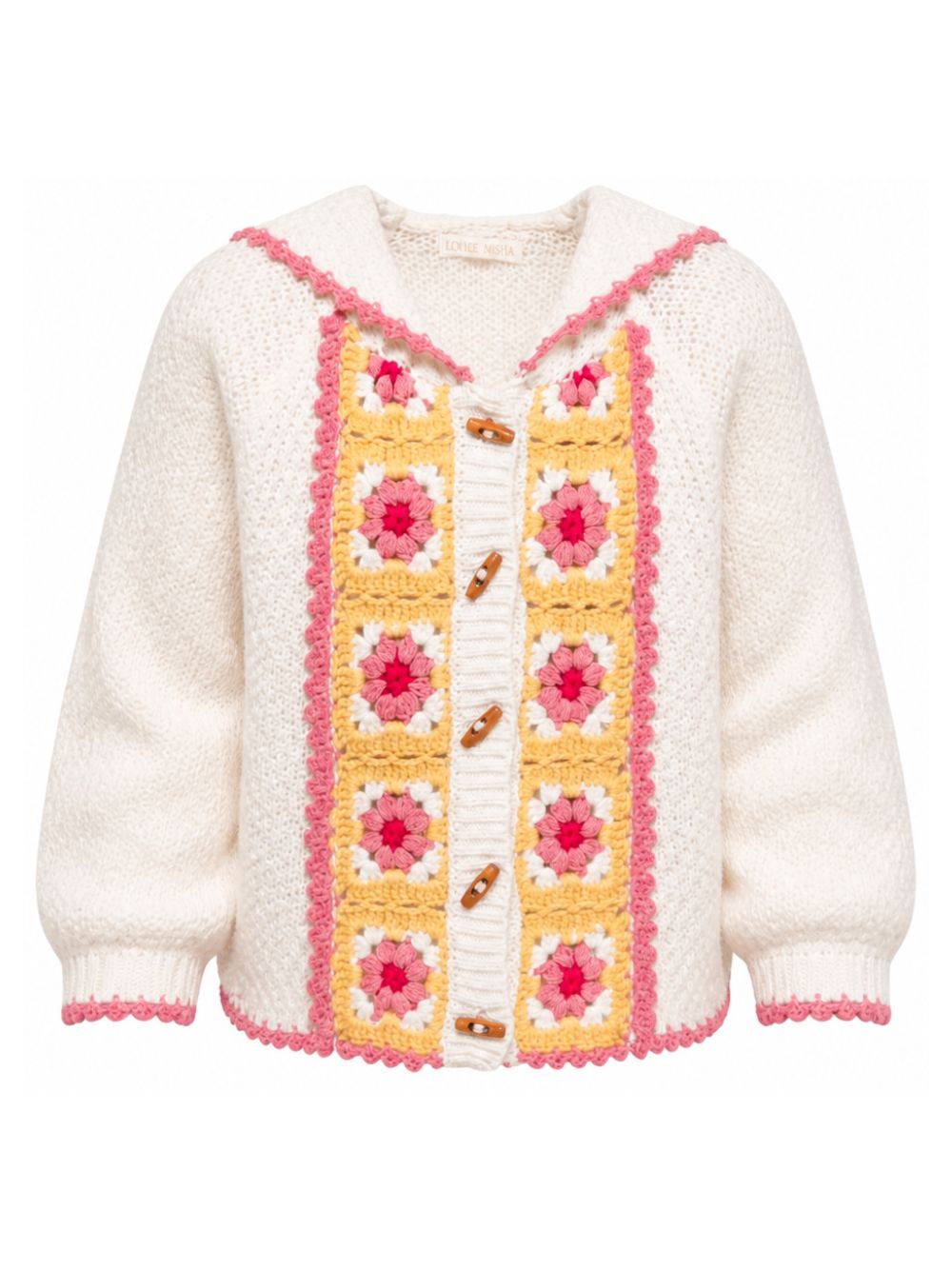 Cardigan per bambina Louise Misha Kids bianco con ricamo floreale GRC-W26-C0028 CREAM LOUISE MISHA KIDS