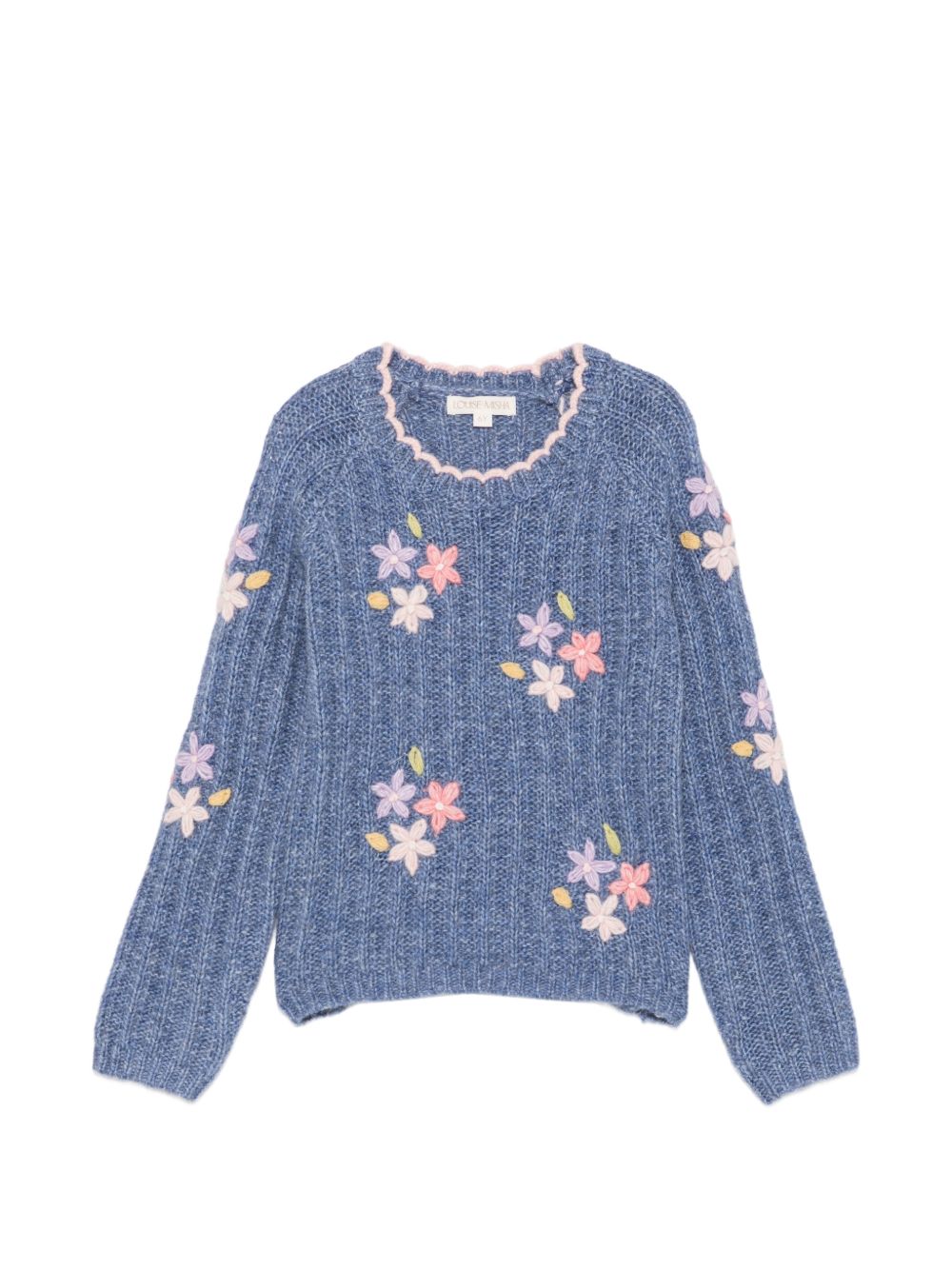 Maglione per bambina Louise Misha Kids blu con ricamo floreale GRC-W26-J0098 BLUE LOUISE MISHA KIDS